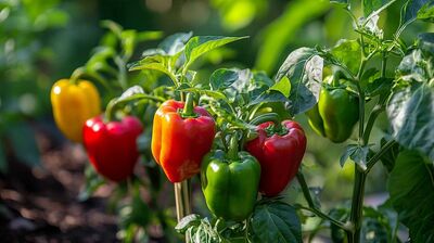 Colourful capsicums ripening