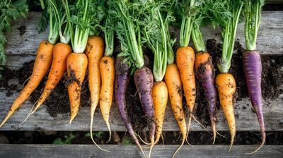 Freshly pulled carrots