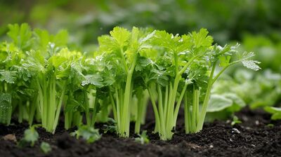 Celery plants in garden bed