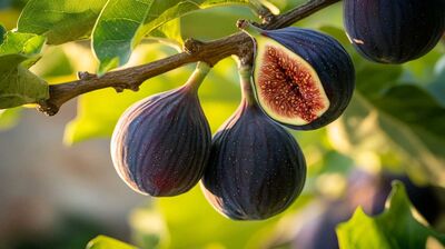 Ripe figs on branch