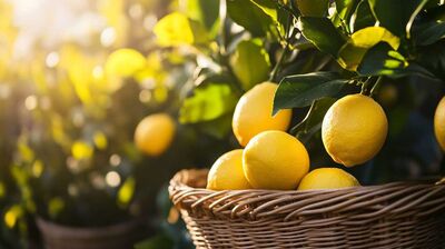 Meyer lemon tree with fruit