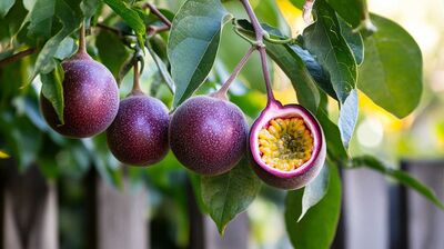 Passionfruit on garden fence