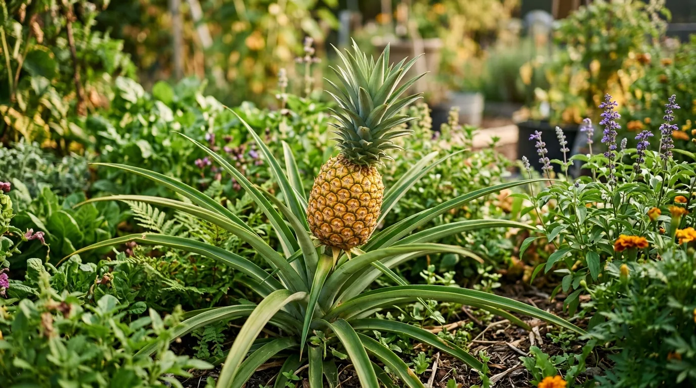 Pineapple growing in the garden