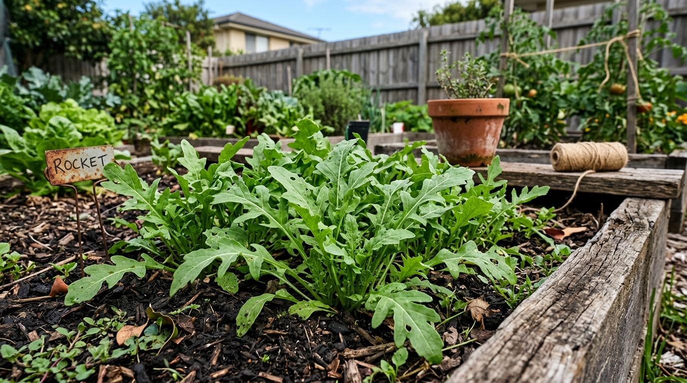 Fresh rocket leaves in garden