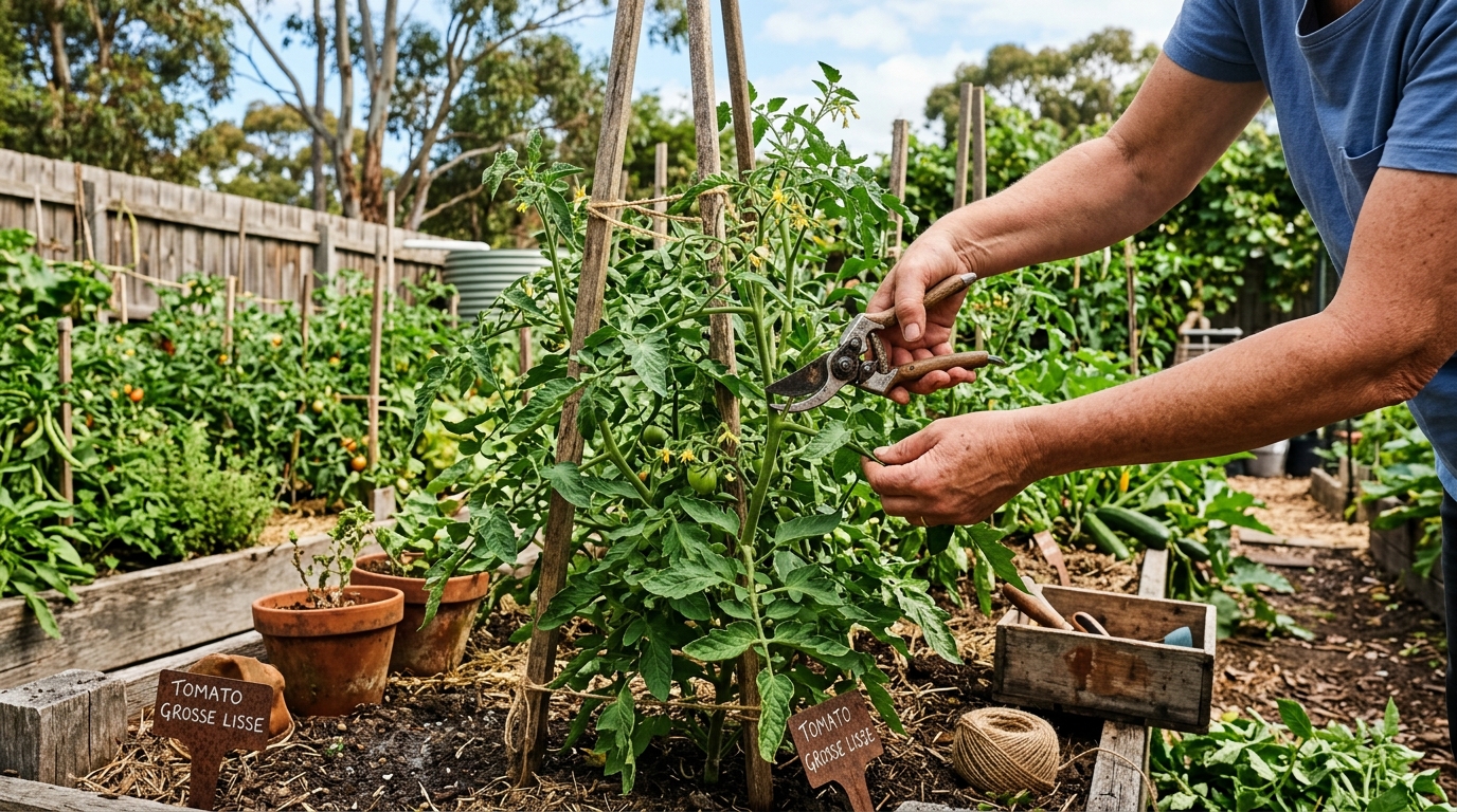 Pruning tomato suckers