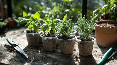 Stem cuttings in pots